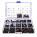 600pcs M2 M2.5 Flat Head Black Screws with Nuts Washers Assortment Kit