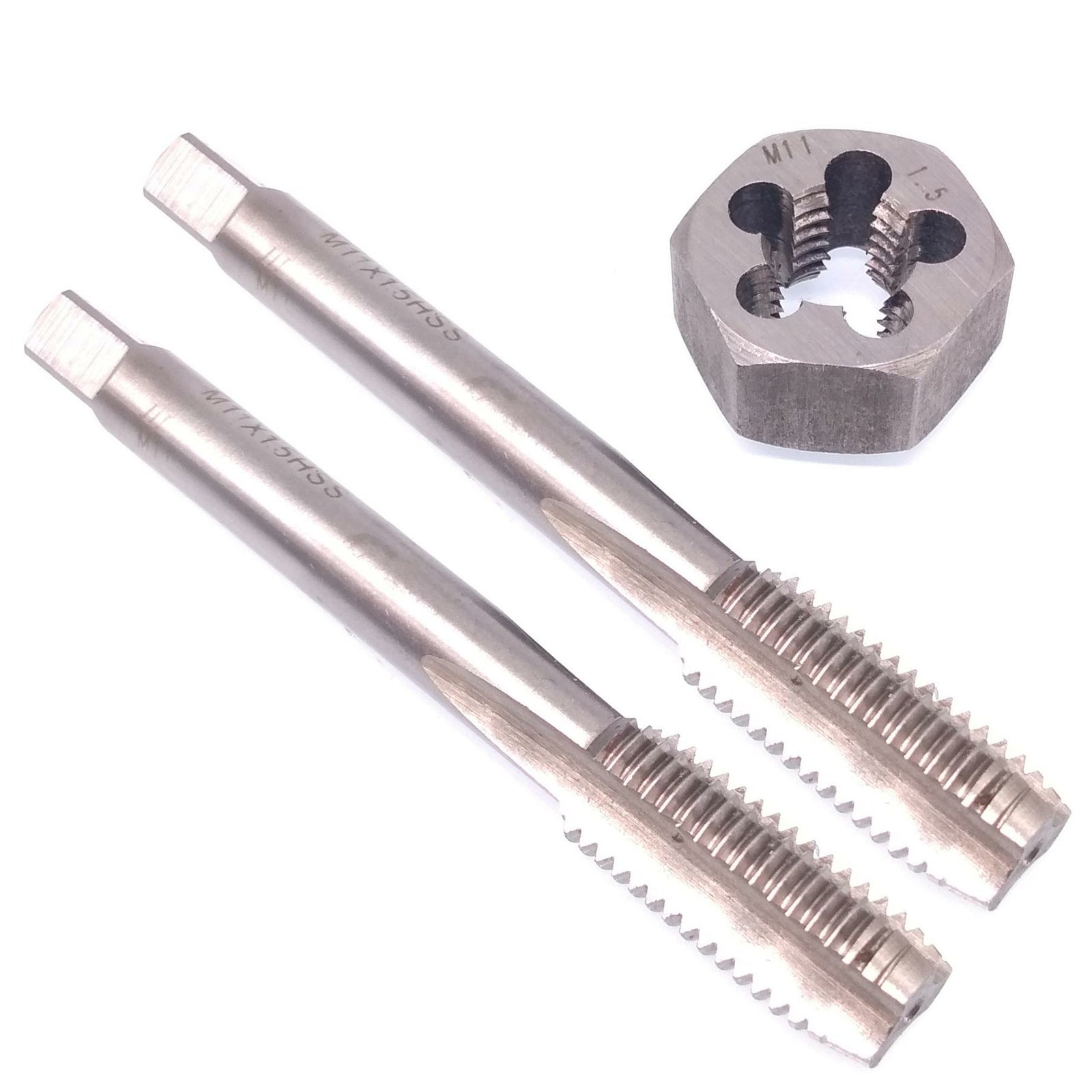 HSS M11 x 1.5mm Taper & Plug Tap & 11x1.5mm Hexagon Die Metric Thread Right Hand