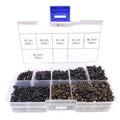 600pcs M2.5 Flat Head Black Screws with Nuts Washers Assortment Kit