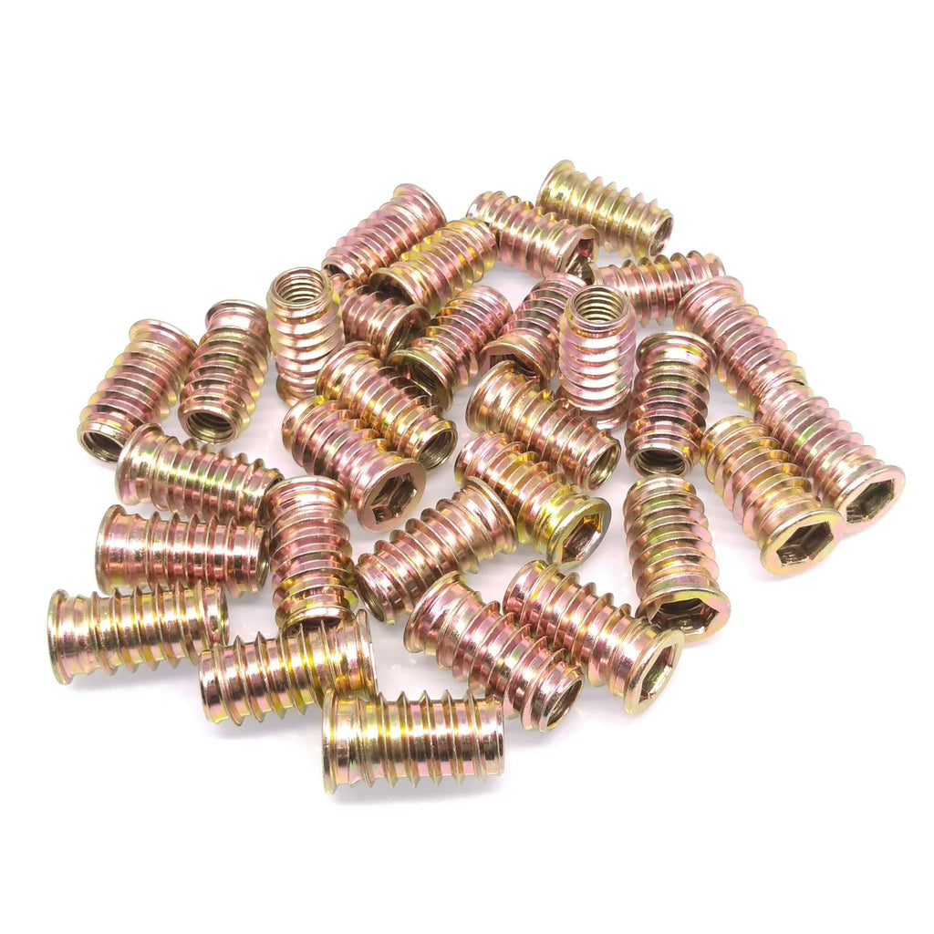 50pcs M10 x 25mm Furniture Screw-in Nut Bolt Fastener Hex Socket Insert Nuts