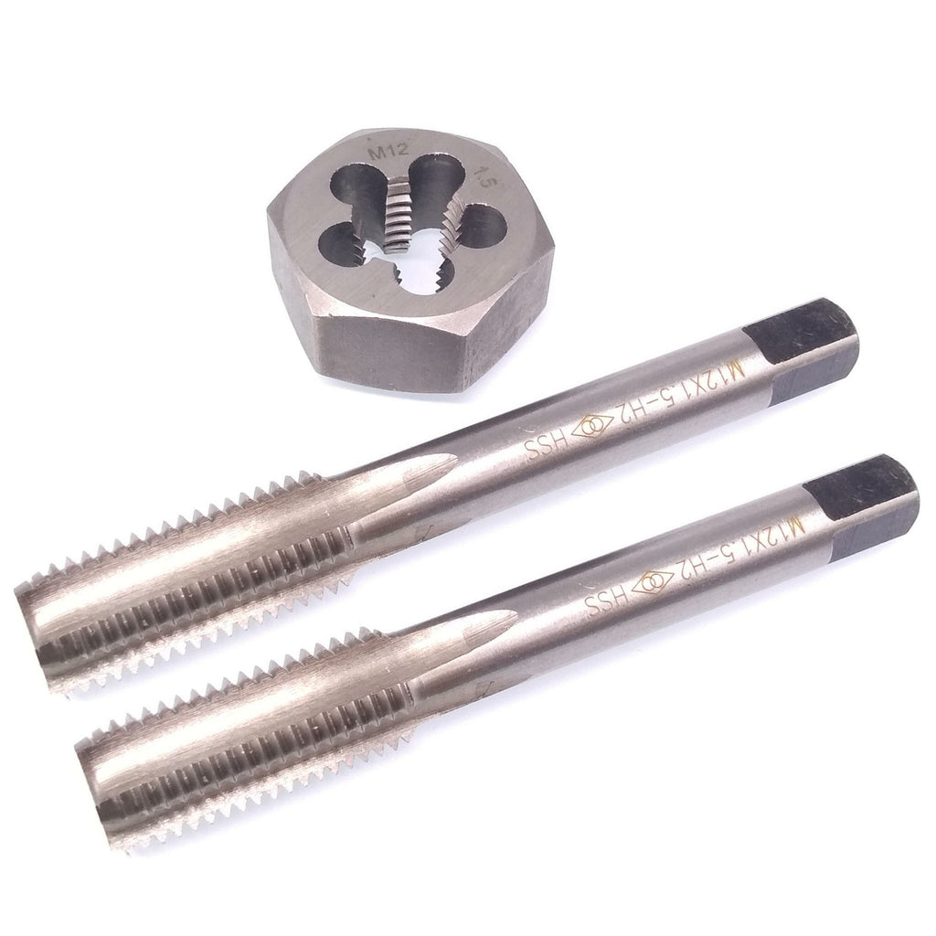 HSS M12 x 1.5mm Taper & Plug Tap & 12x1.5mm Hexagon Die Metric Thread Right Hand