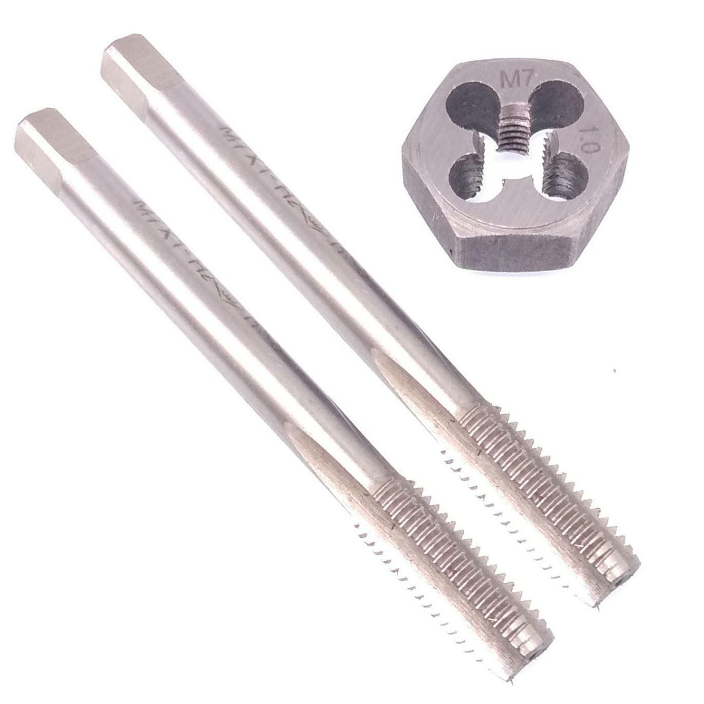 HSS M7 x 1mm Taper & Plug Tap & M7x1mm Hexagon Die Metric Thread Right Hand Set