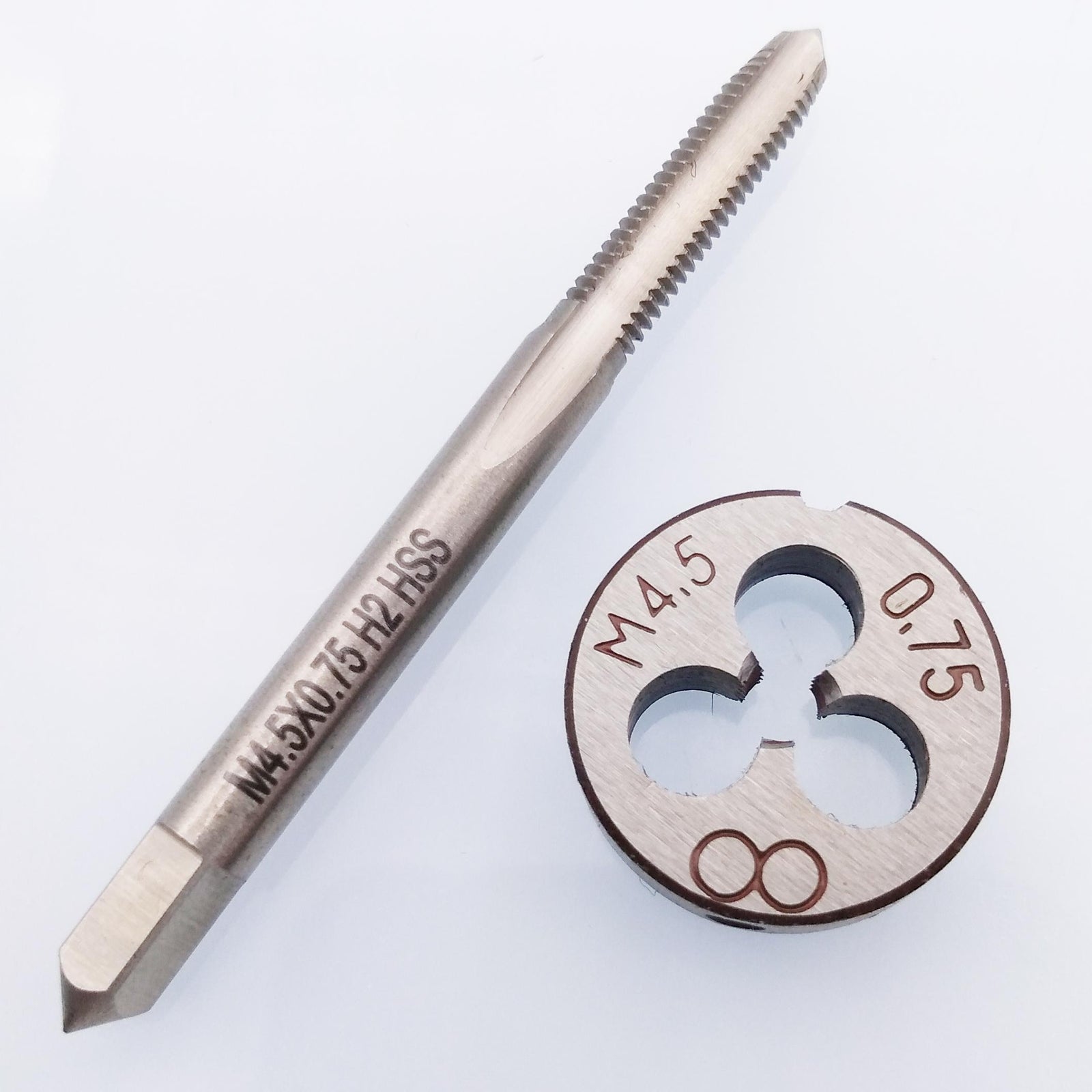 US Stock HSS M4.5 x 0.75mm Tap & M4.5 x 0.75mm Die Metric Thread Right Hand