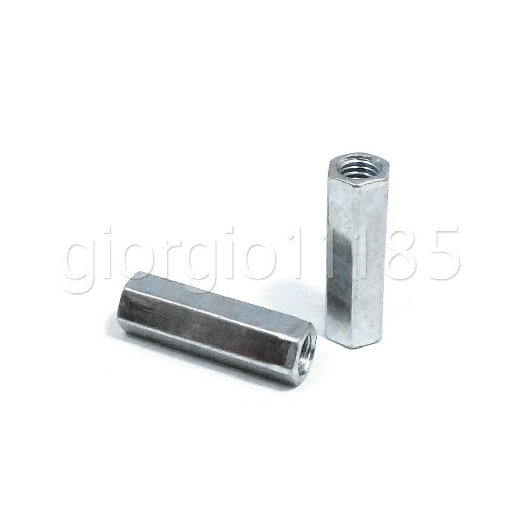 US Stock 2pcs M10 x 1.5 x 30mm Long Rod Coupling Hex Nut Connector Zinc Plated