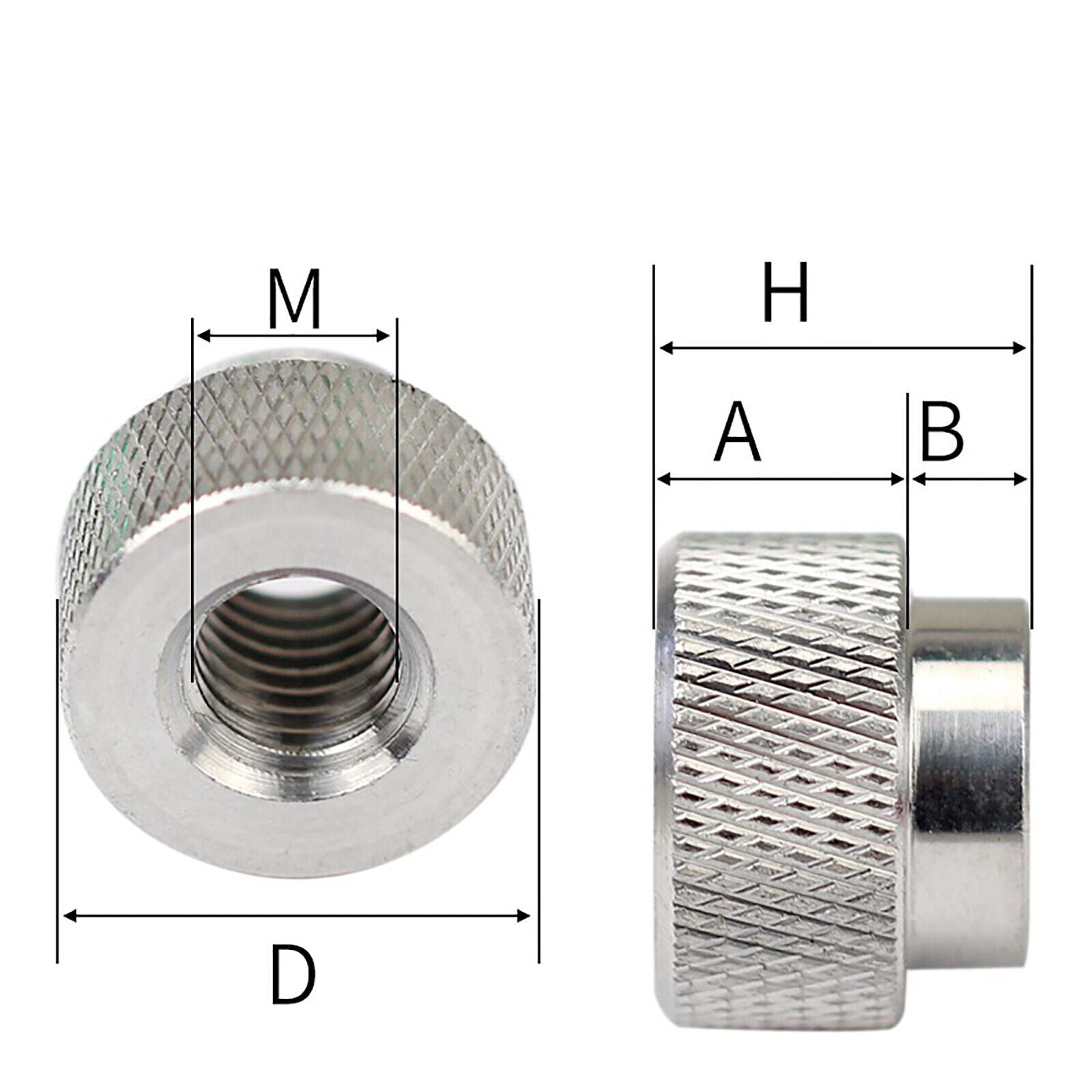 50pcs M3 - D12 x 12 Knurled Thumb Nuts Through Hole Hand Grip Knobs Alu Alloy
