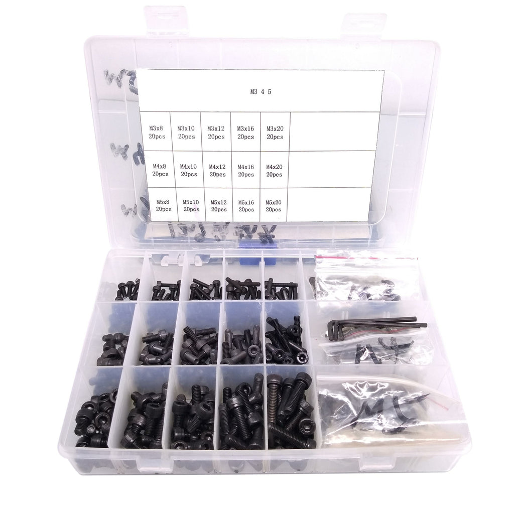 300x Socket Head Cap Screws Steel Allen Socket Nut Washer Wrench Assortment Kit