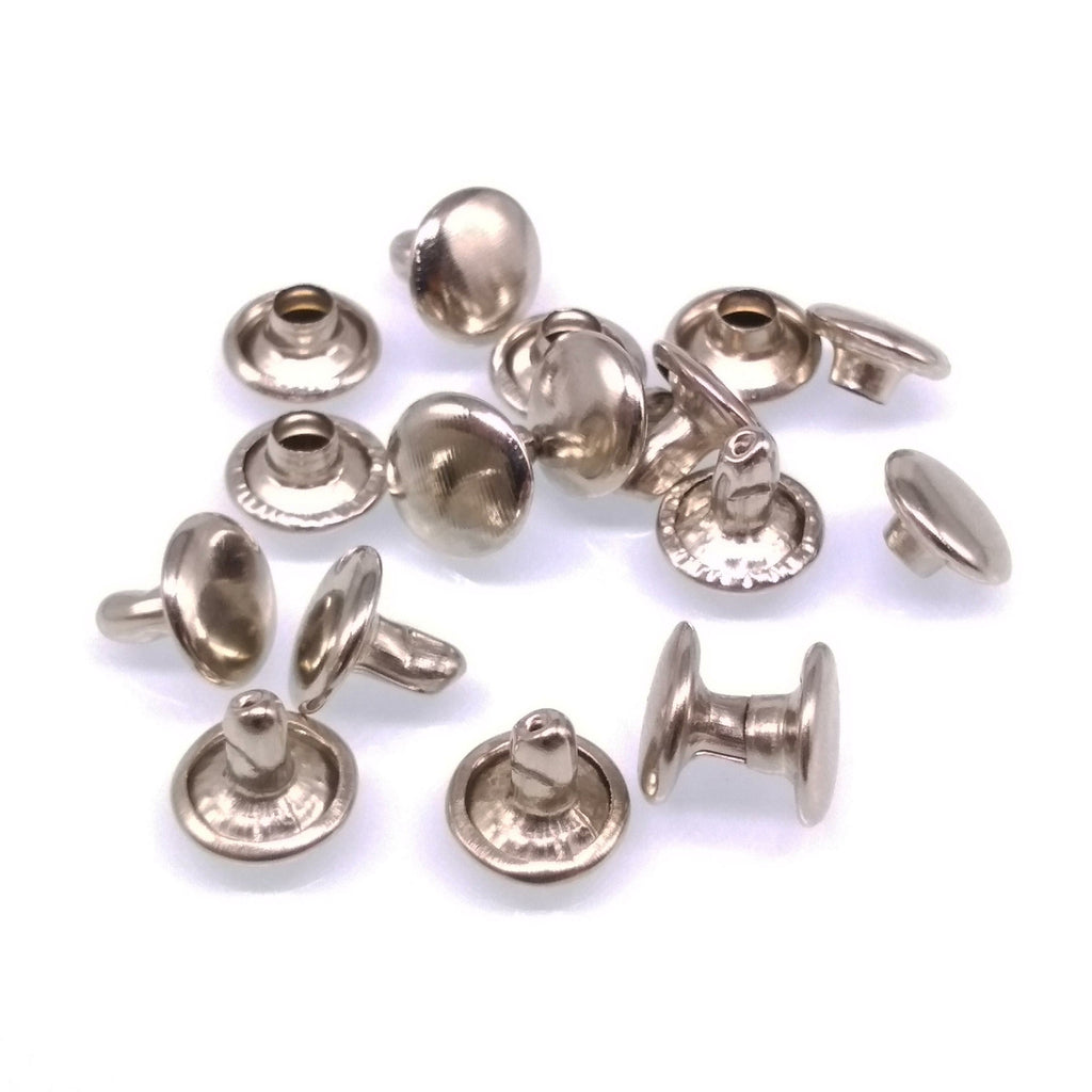 100pcs 10mm Round Double Cap Rivets Leather Craft Stud Repair Tool DIY Silver