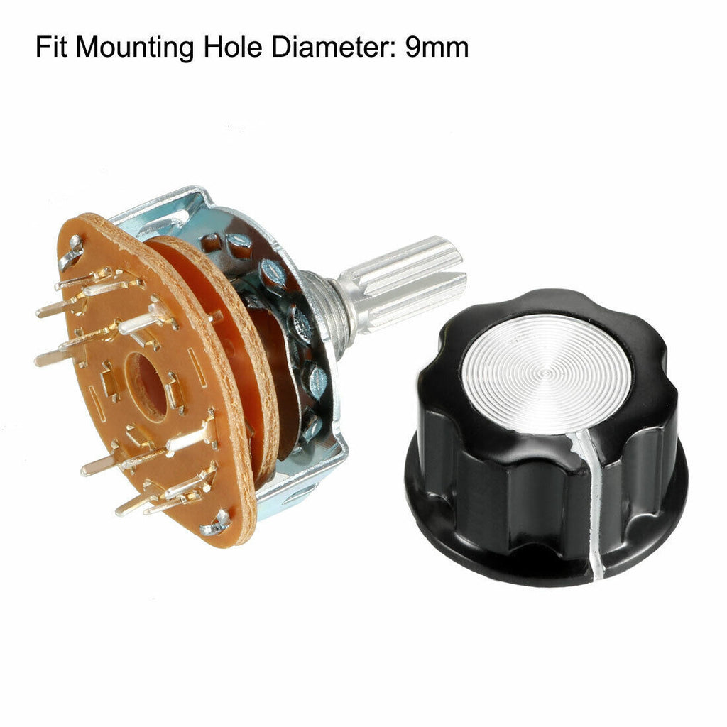 6mm 2P5T 2 Rod 5 Position Single Band Channel Rotary Switch Plastic Knob