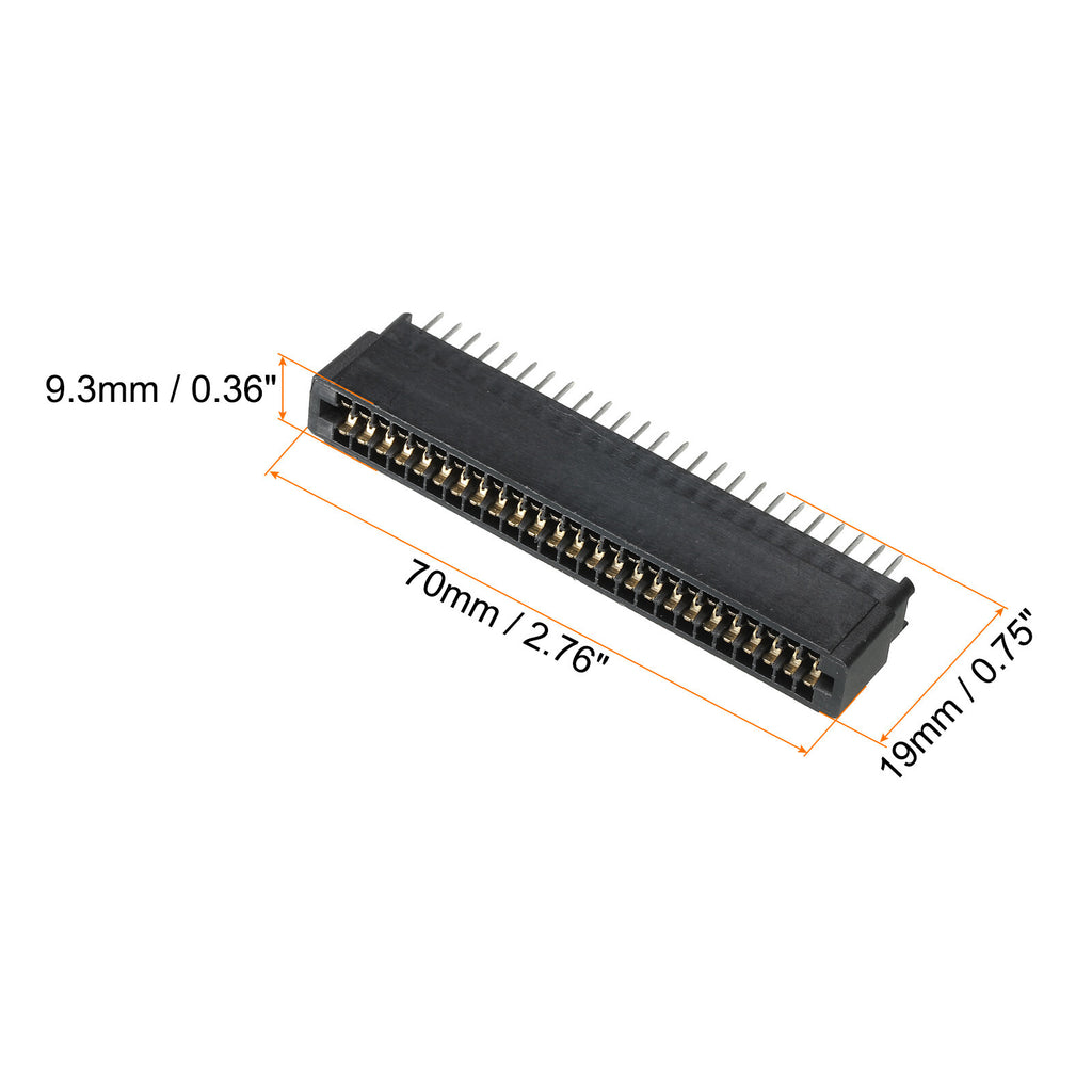 2pcs Card Edge Connector Black Socket Right Angle 50 Pin 2.54mm Pitch