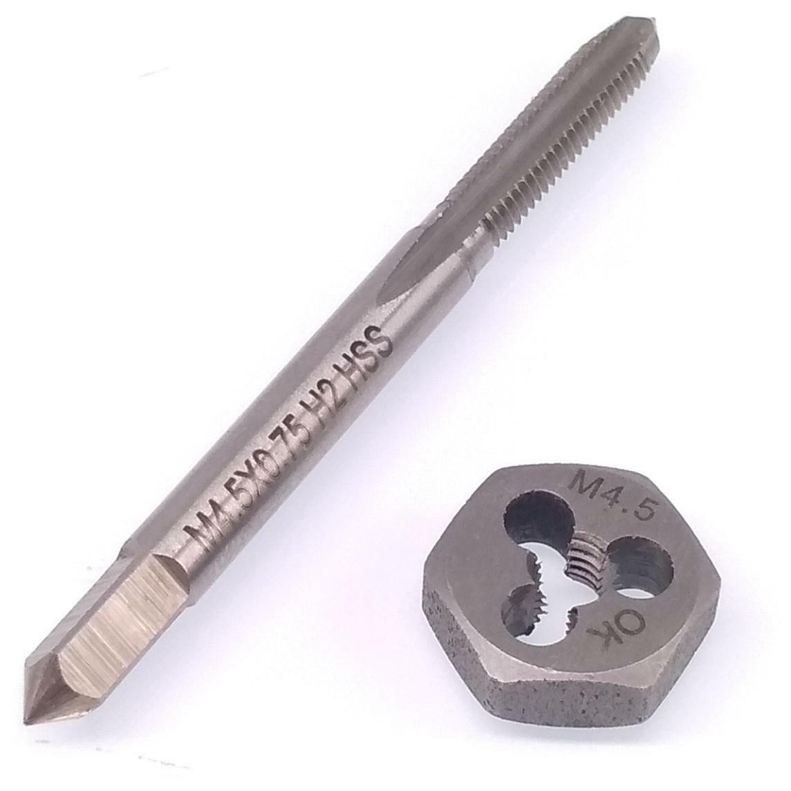HSS M4.5 x 0.75mm Tap & 4.5 x 0.75mm Hexagon Die Metric Thread Right Hand Set