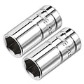 2 Pcs 1/4-inch Drive 8mm Cr-V 6-Point Shallow Socket