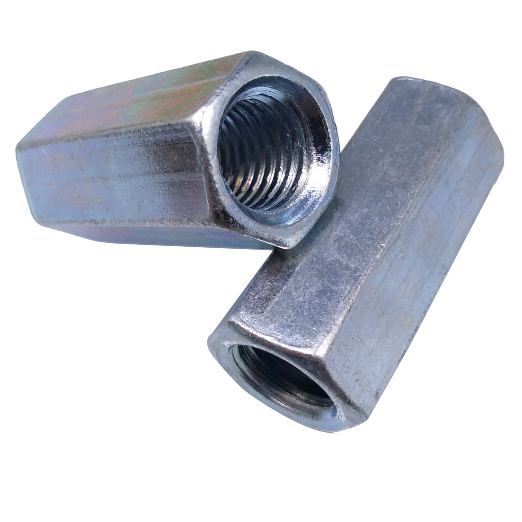US Stock 2pcs M12 x 1.75 x 38mm Long Rod Coupling Hex Nut Connector Zinc Plated