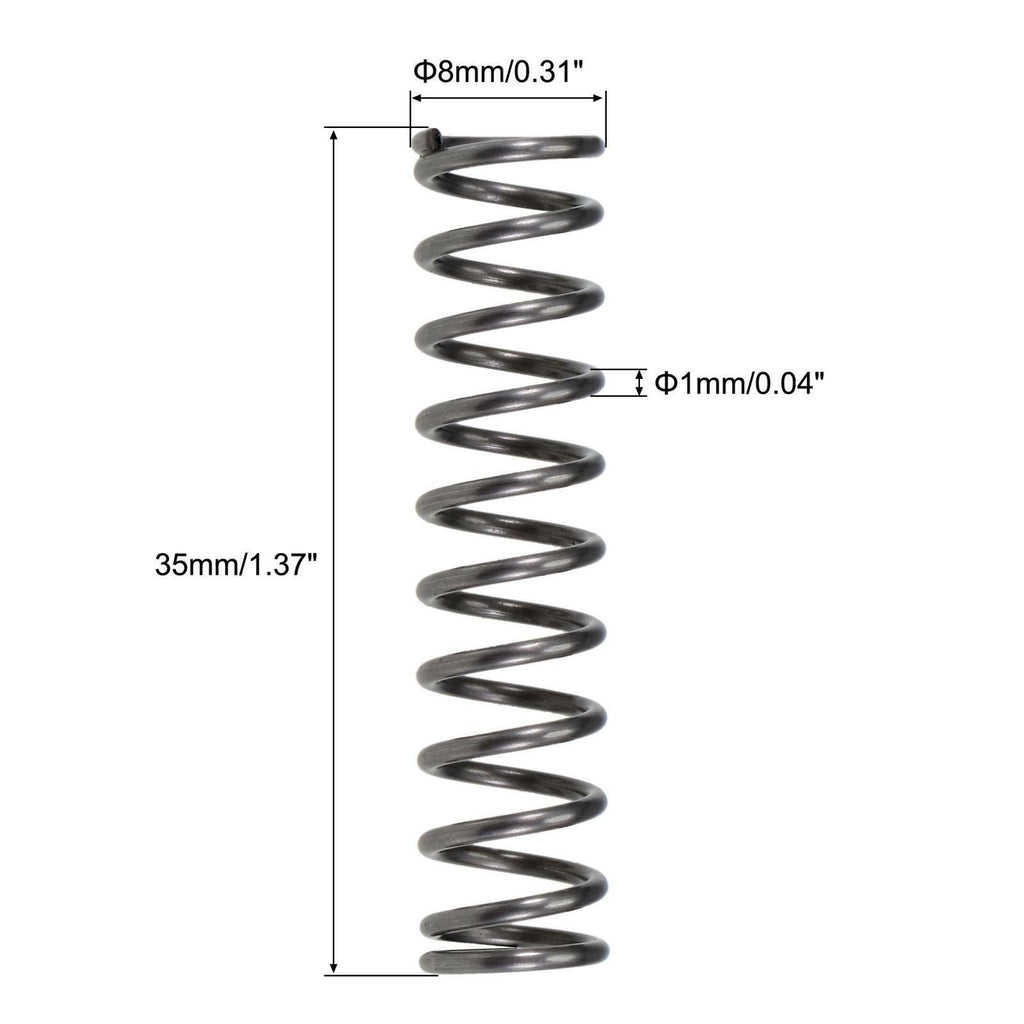 10pcs Compressed Spring,8mm OD, 1mm Wire Size,35mm Free Length,65Mn