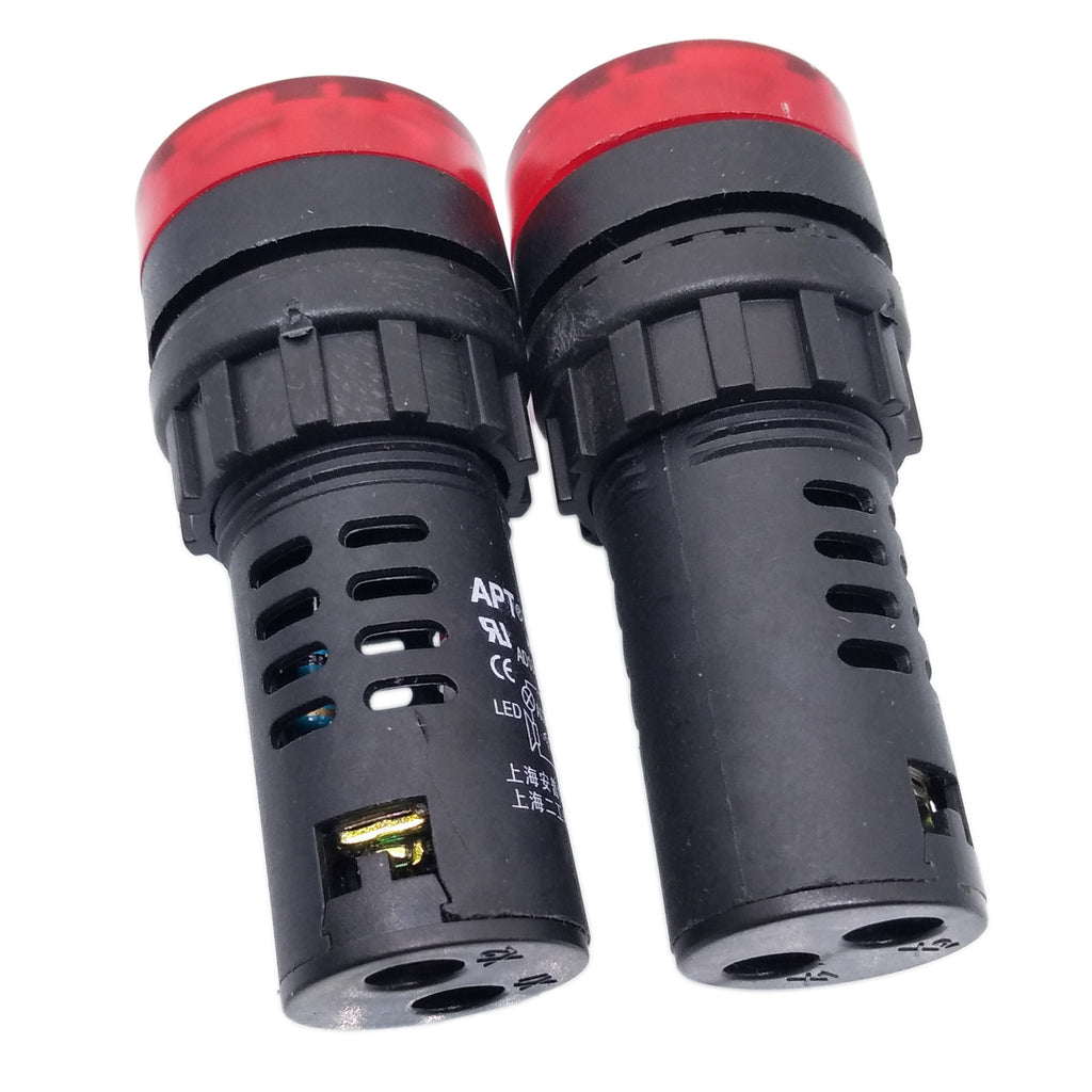 US Stock 2pcs AD16-22SM 110V Red LED Indicator Light Signal Flash Buzzer Beep