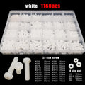 1160x  M2M2.5M3M4 White Nylon Plastic Phillips Pan Round Head Screw Bolt Nut Set
