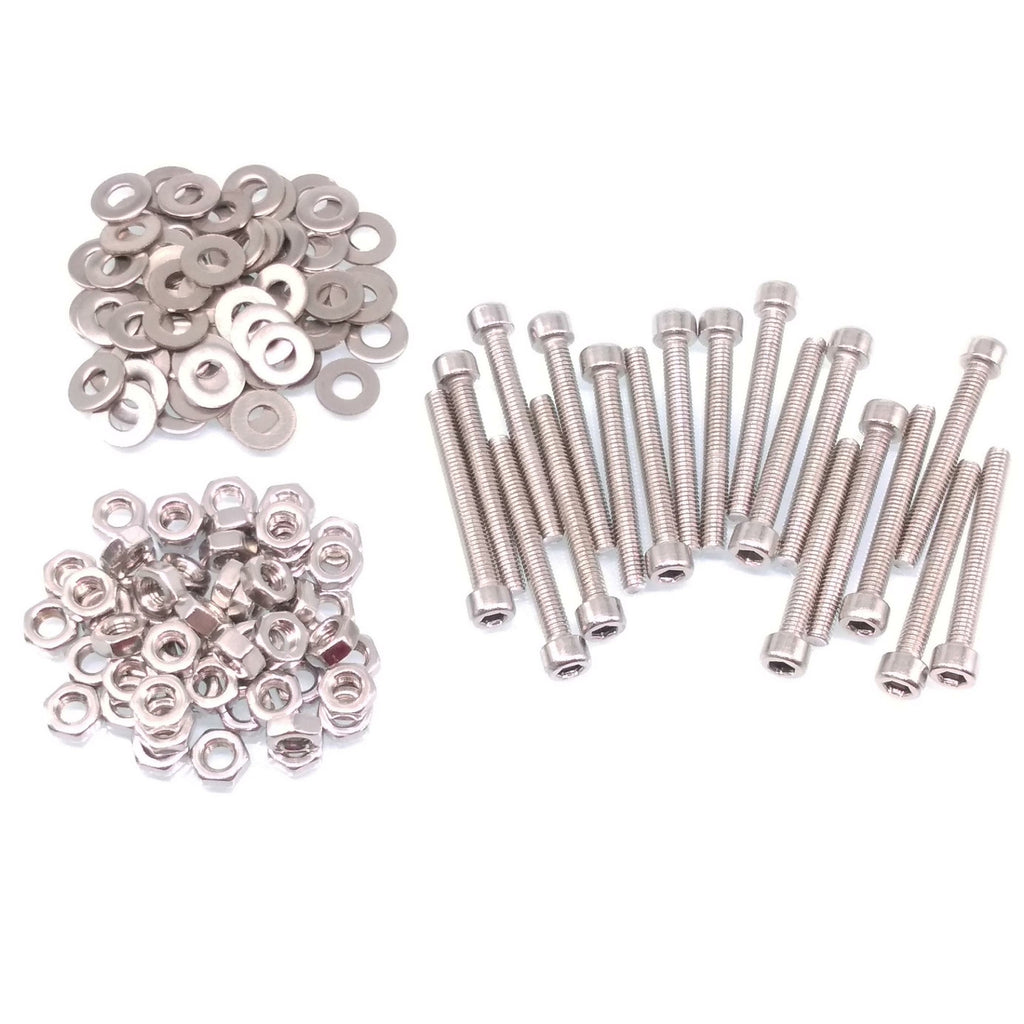 100x M3 x 25mm Socket Head Cap Screws Stainless Steel Allen Socket Nuts Washers
