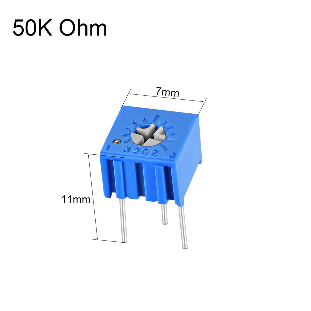 5pcs. 3362 Trimmer Potentiometer Top Adjustment Variable Resistor 50K Ohm