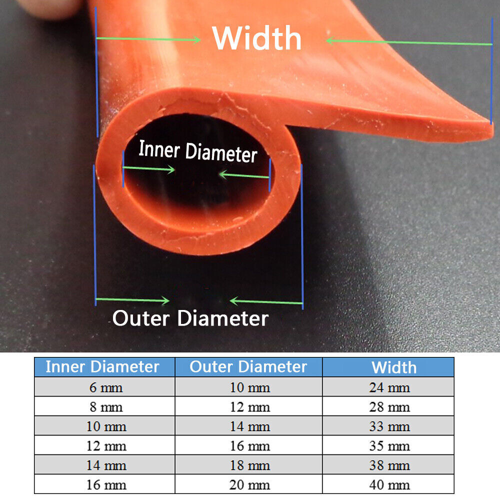 Silicone Rubber P Profile Oven Door Seals Gaskets Strip 14x18x38mm Length 5m