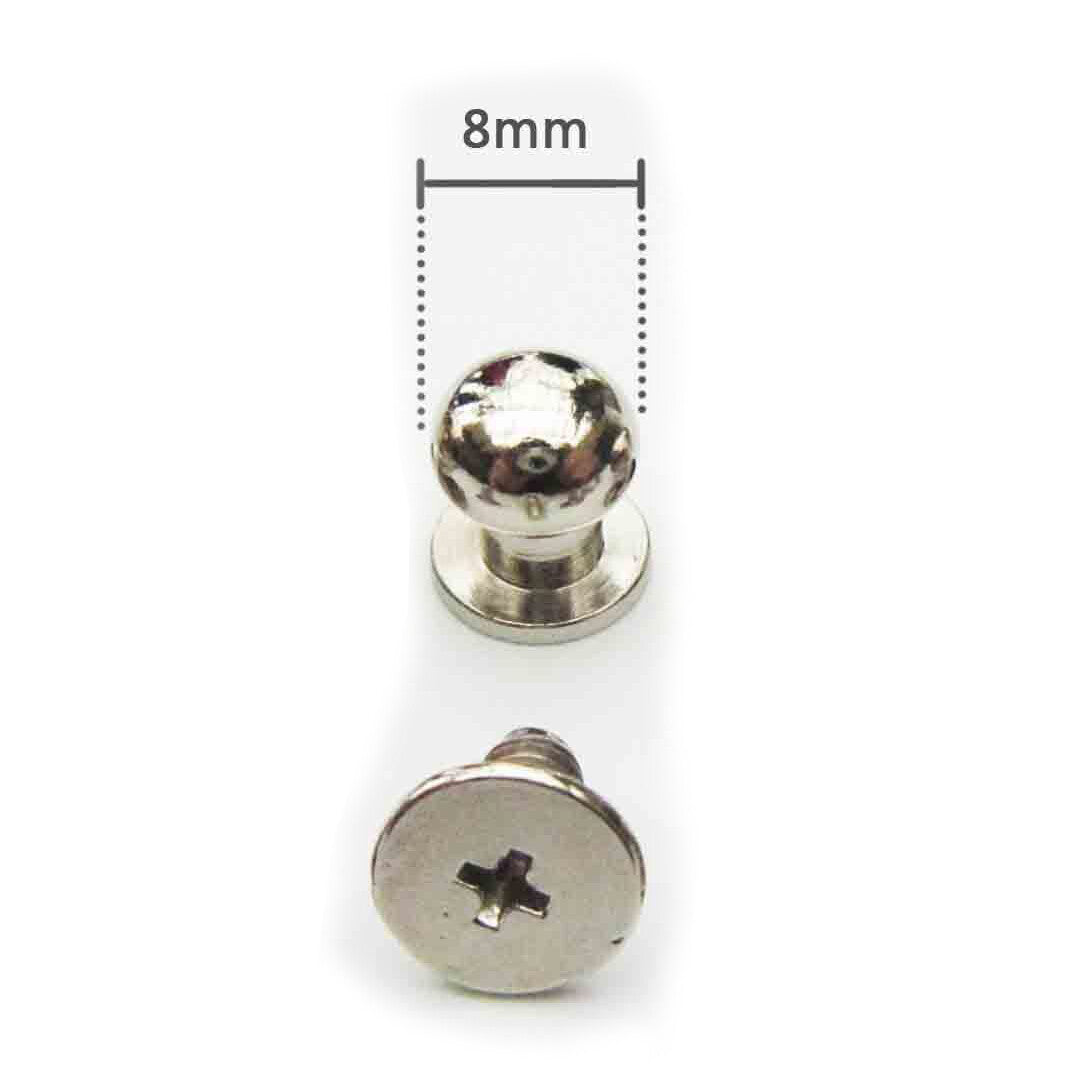 50pcs Solid Brass Round Head Stud Screwback Leather Bag Screw Nail Rivet Silvery