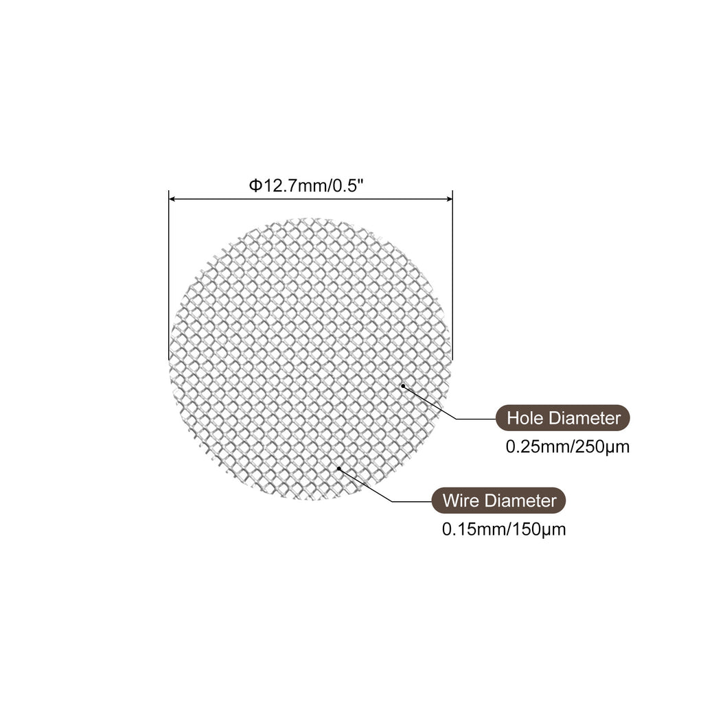 40pcs 60# Pipe Screen Stainless Steel Screen 1/2 Inch 12.7mm Dia for Pipe Filter