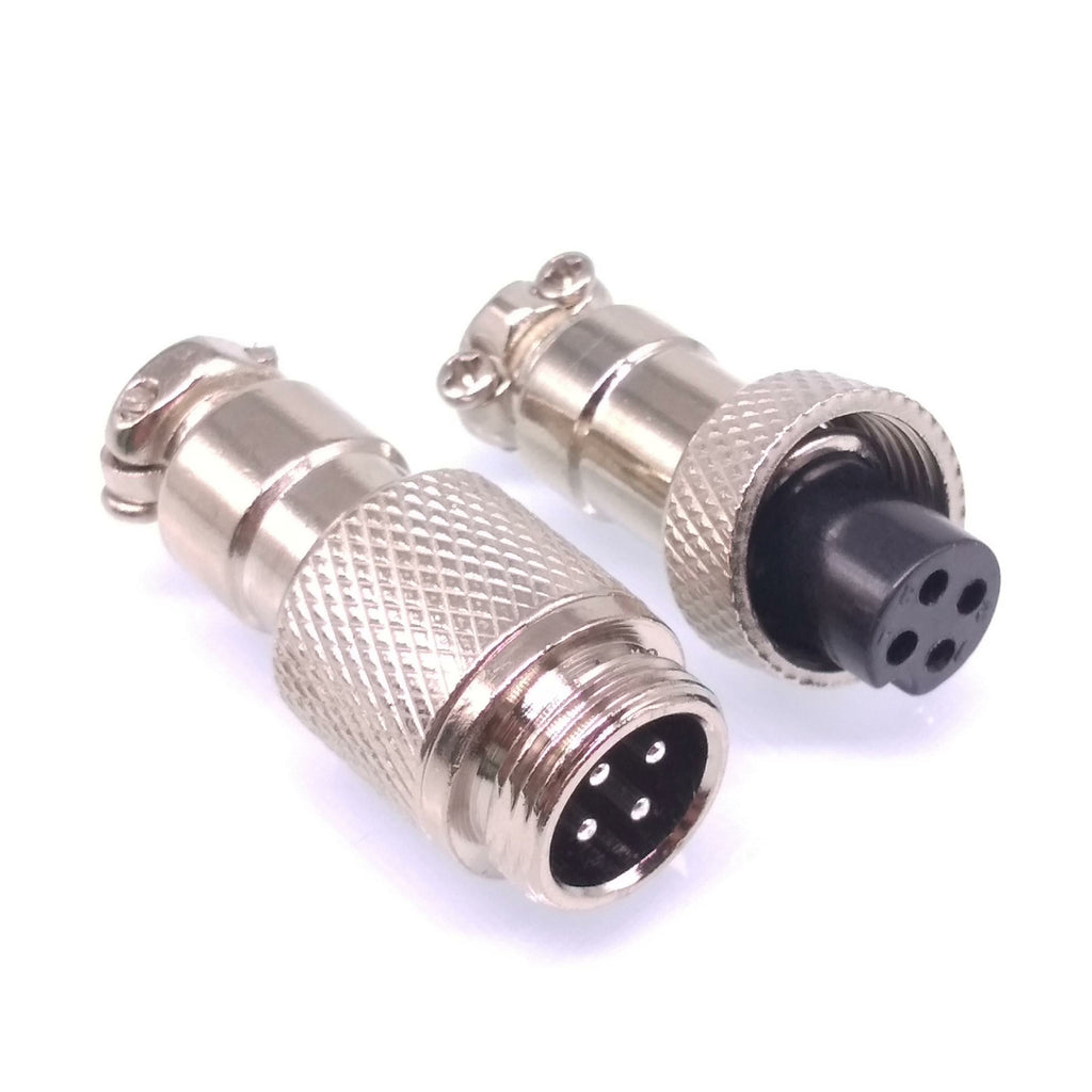 2Sets GX12 4Pin 12mm Panel Mounting Metal Aviation Connector Plug + Socket