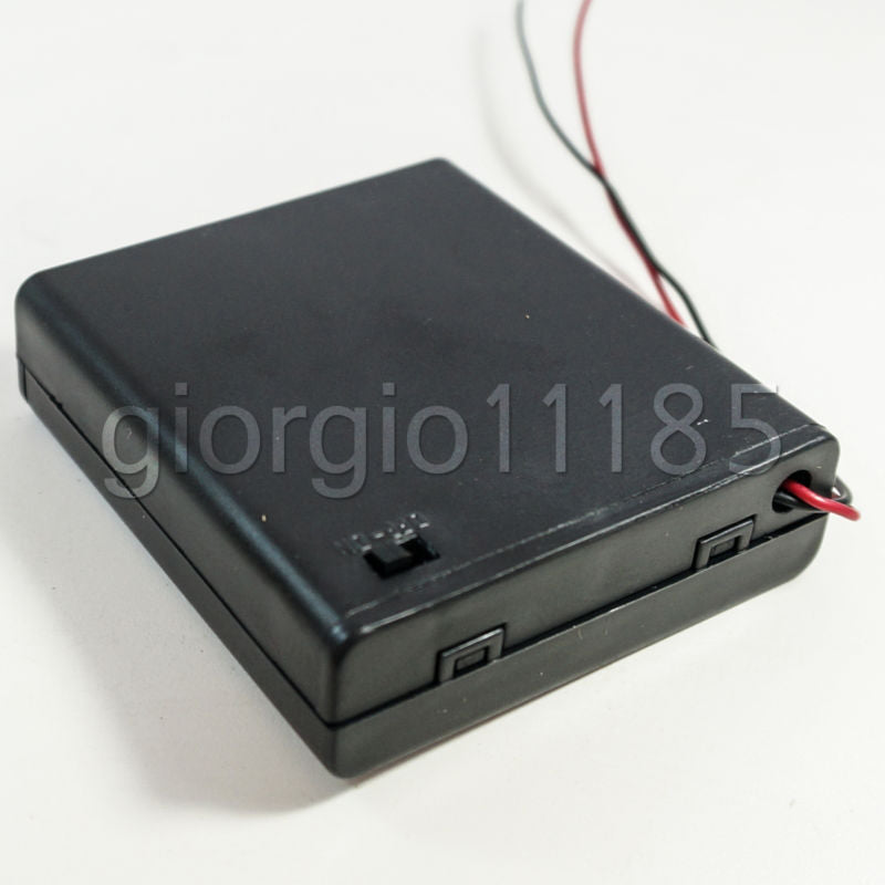 US Stock 2pcs Battery Holder Box Case w/Wire 4 X AA 6V Switch
