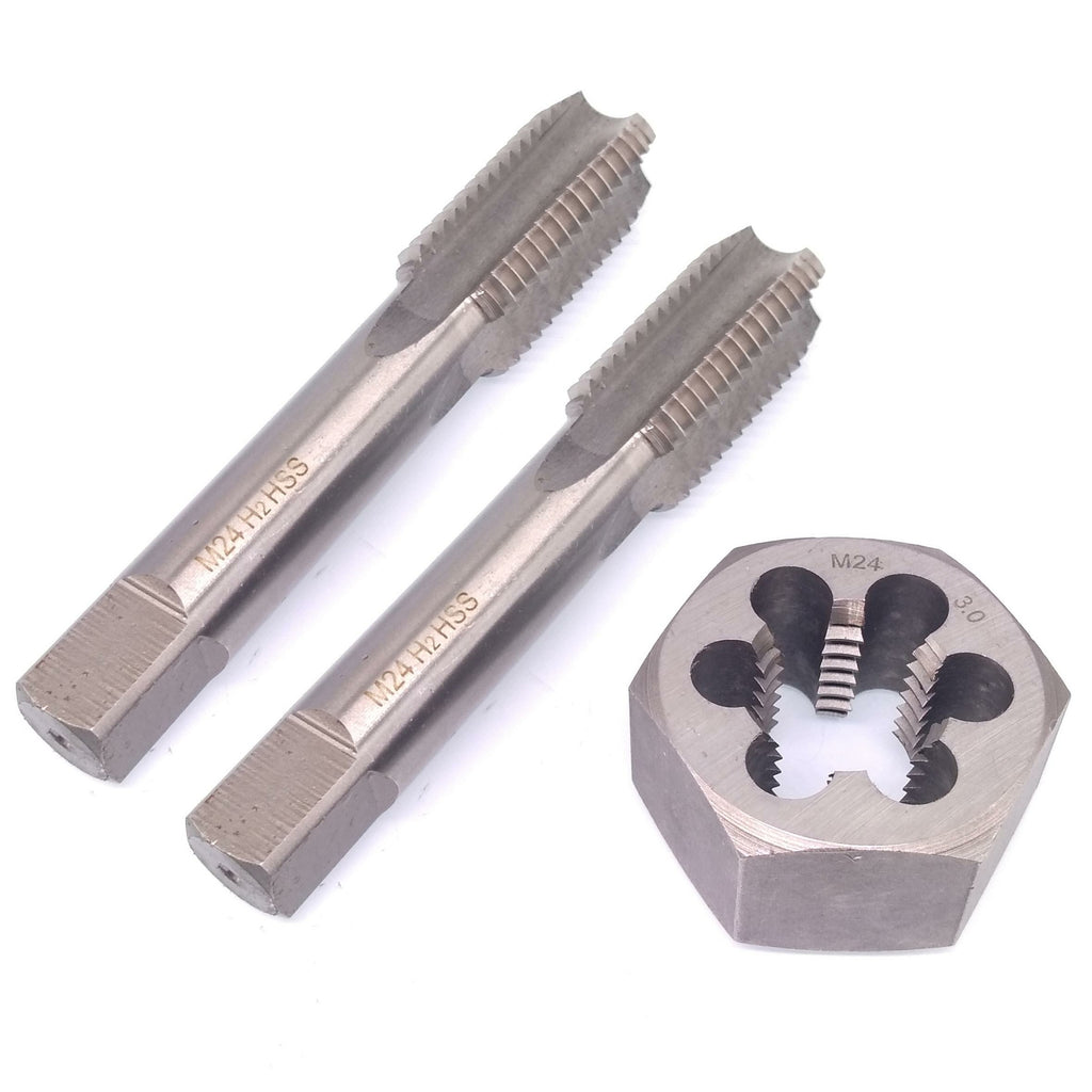 HSS M24 x 3mm Taper & Plug Tap & 24x3mm Hexagon Die Metric Thread Right Hand Set