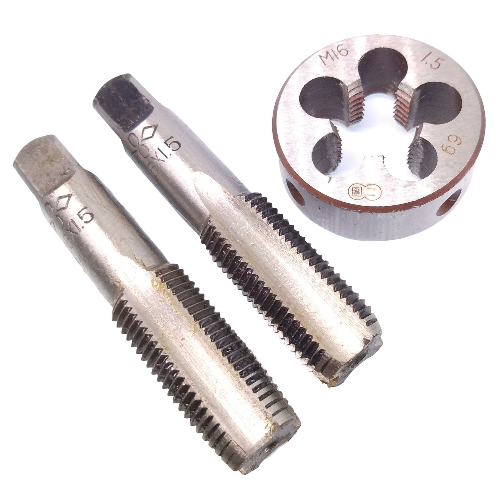 HSS M16 x 1.5mm Taper & Plug Tap & M16 x 1.5mm Die Metric Thread Right Hand