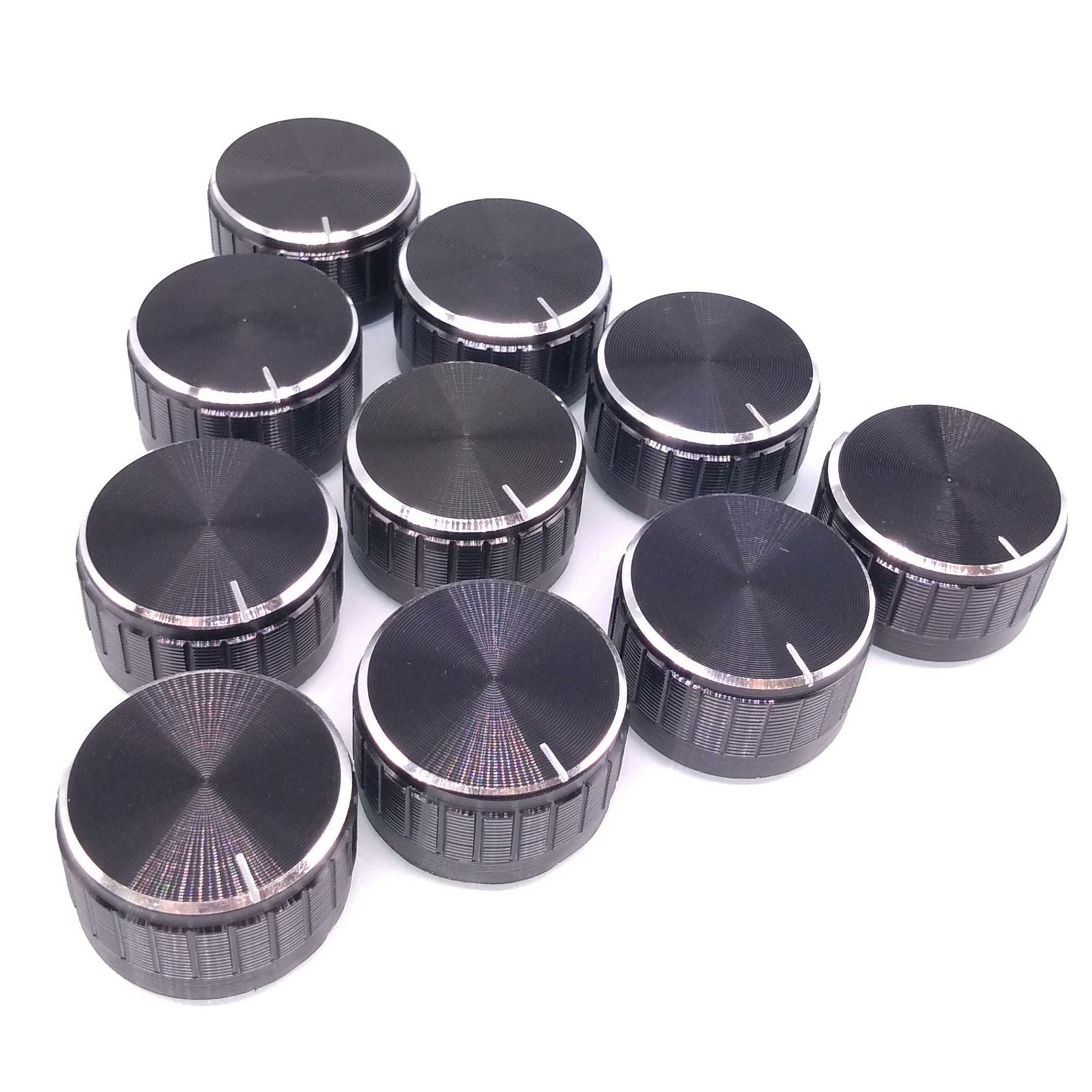10pcs Black Aluminum Volume Control Knob Amplifier Wheel 30*17mm D-Shaft