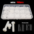 700x M2M2.5M3 White Nylon Plastic Phillips Pan Round Head Screw Bolt Nut Set Kit