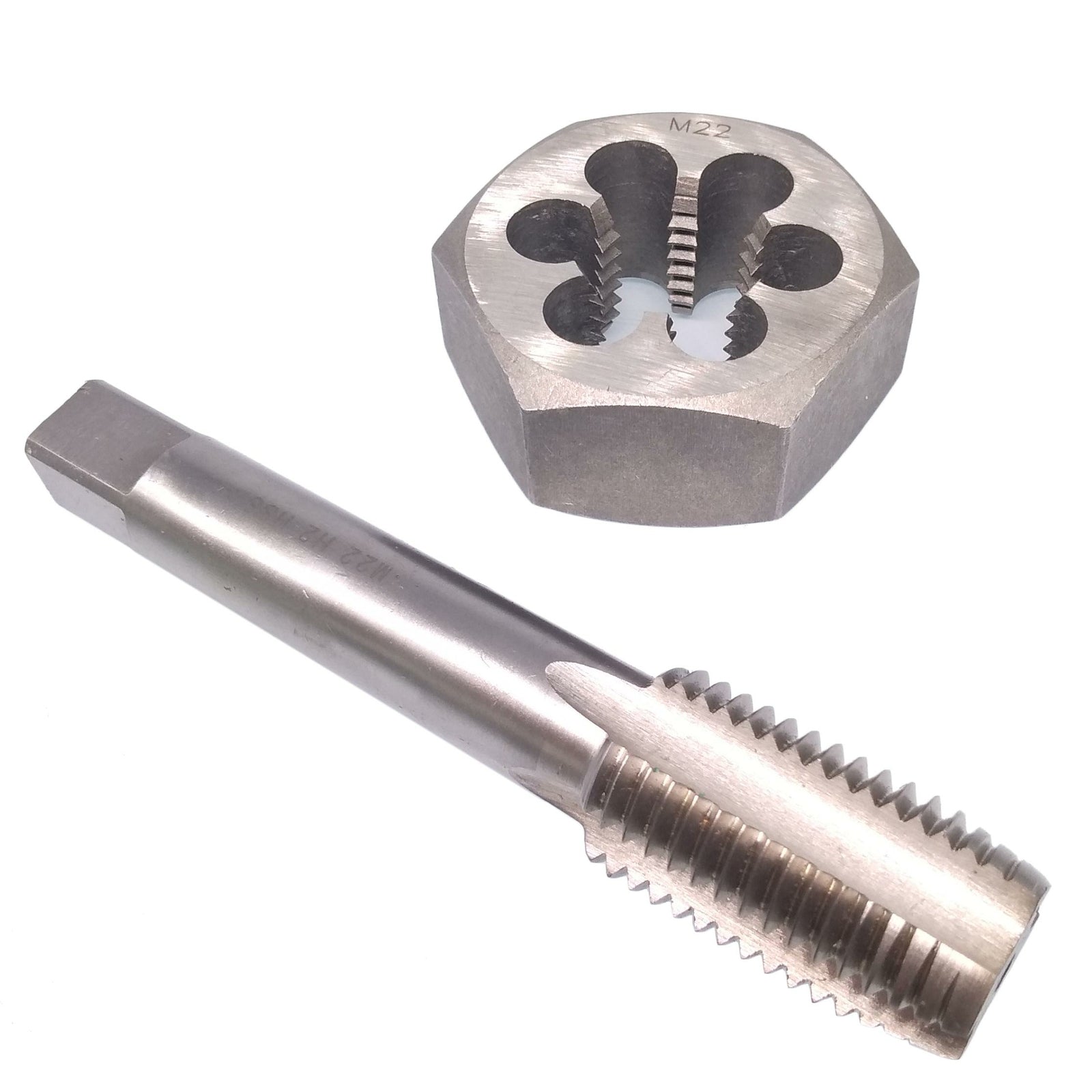 US Stock HSS M22 x 2.5mm Tap & 22x2.5mm Hexagon Die Metric Thread Right Hand Set