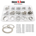 600pcs M3-M20 0.3mm 304SS Ultra Thin Flat Washer Adjusting Shim Plain Gasket Kit