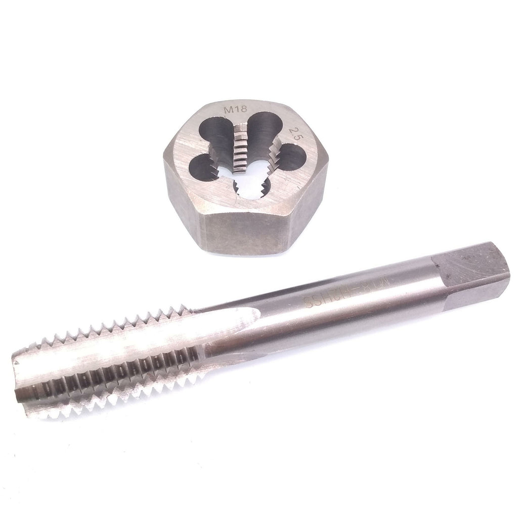 US Stock HSS M18 x 2.5mm Tap & 18x2.5mm Hexagon Die Metric Thread Right Hand Set