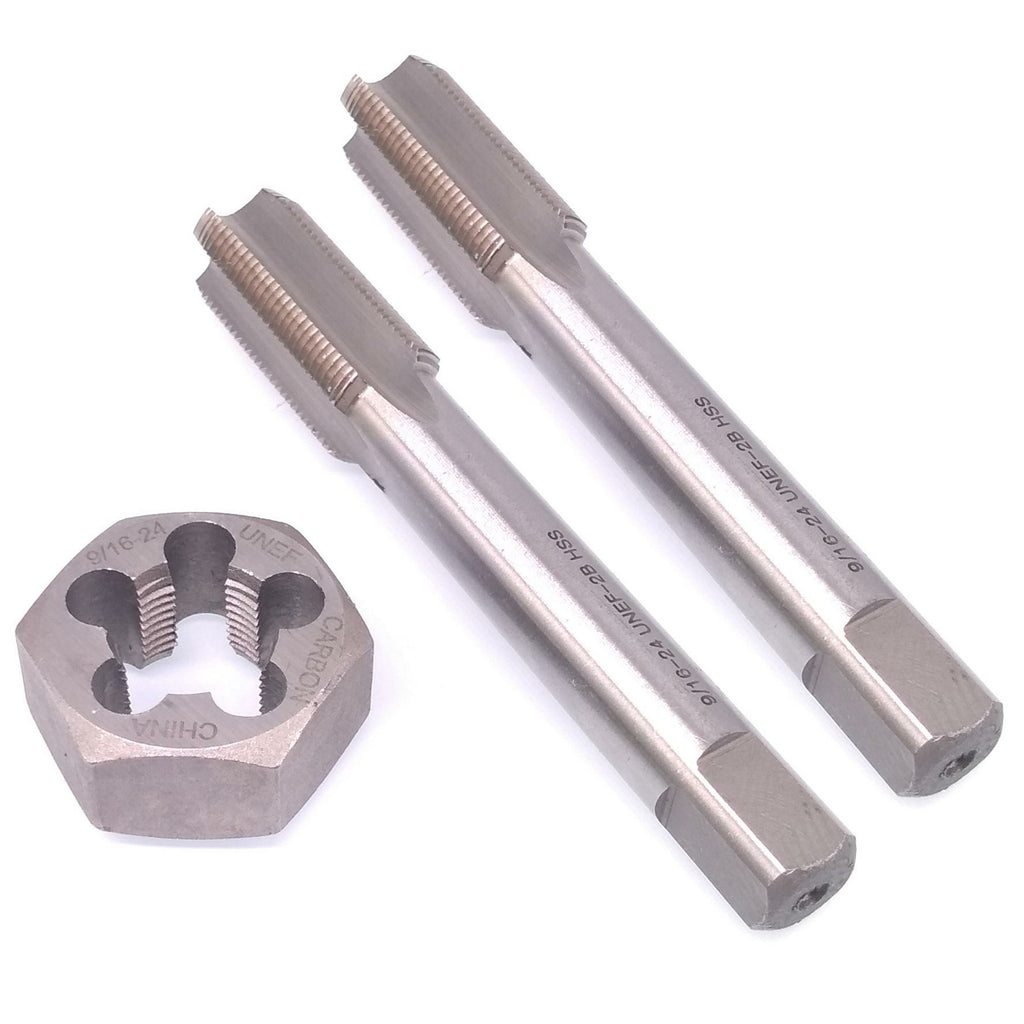 HSS 9/16-24 Taper & Plug Tap & 9/16-24 Hexagon Die Thread Right Hand Set