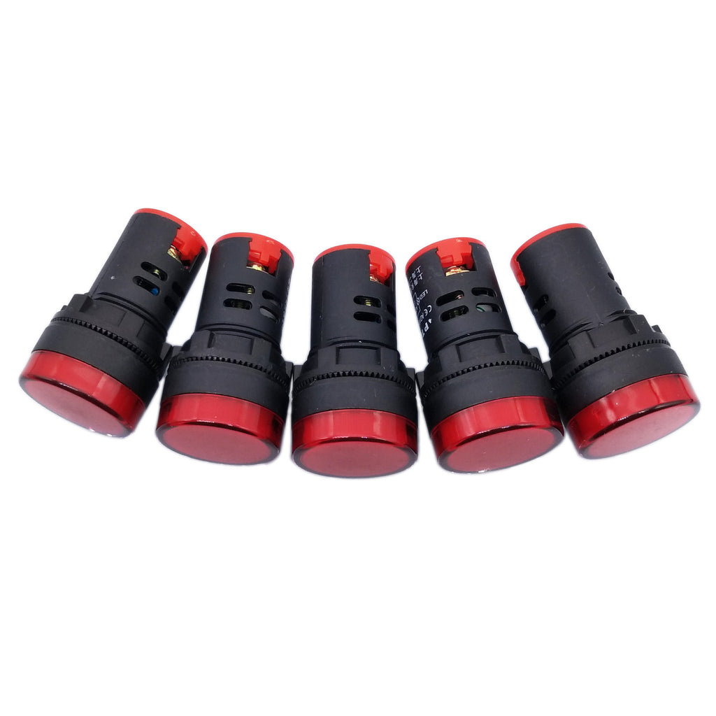 US Stock 5pcs Red LED Power Indicator Signal Light AC DC 110V 22mm AD16-22DS