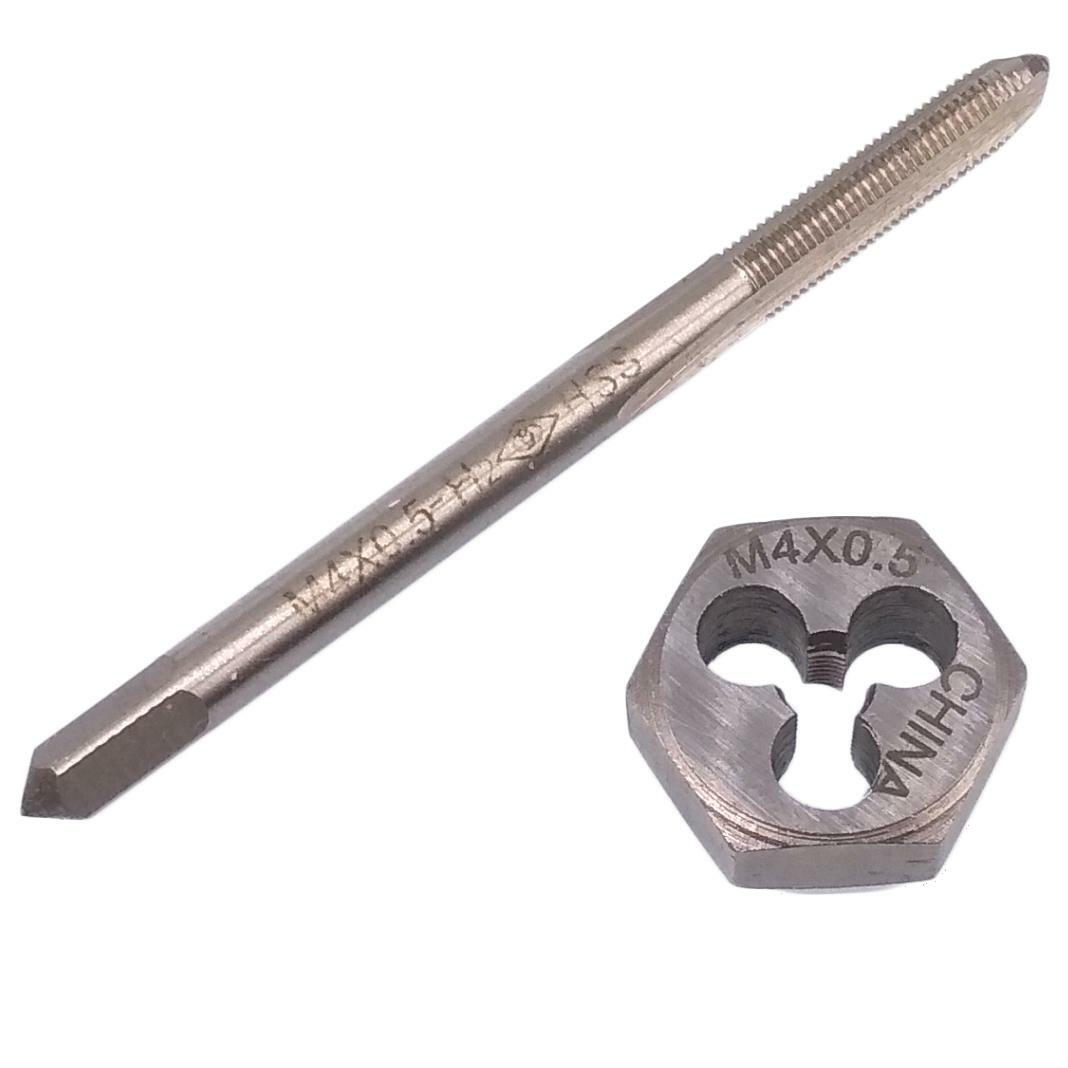 US Stock HSS M4 x 0.5mm Tap & 4 x 0.5mm Hexagon Die Metric Thread Right Hand Set