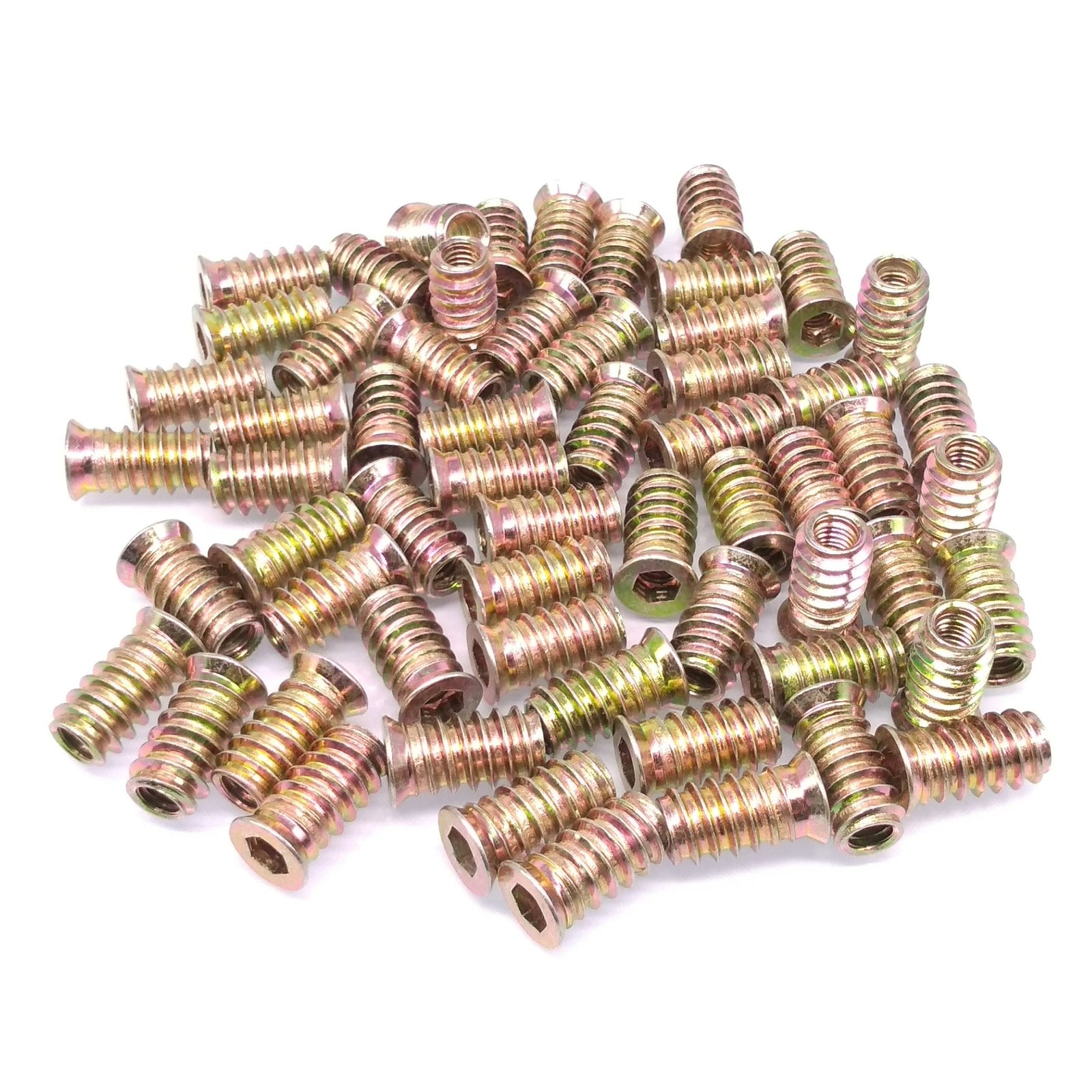 100pcs M6 x 20mm Furniture Screw-in Nut Bolt Fastener Hex Socket Insert Nuts