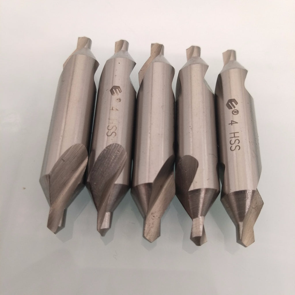 US Stock 5pcs 4mm 60 Degree Bit HSS Combined Center Drills Countersinks Set Tool