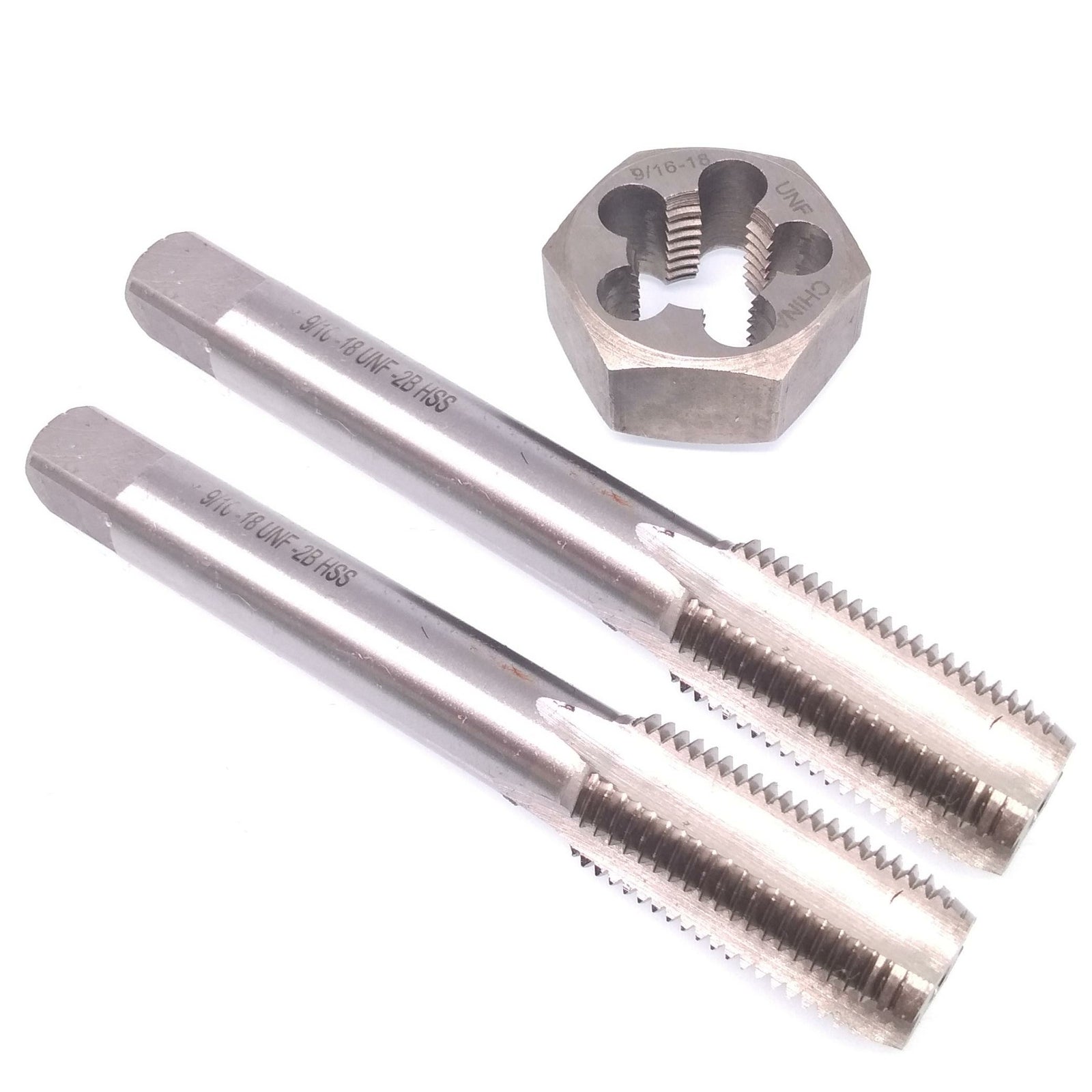 HSS 9/16-18 Taper & Plug Tap & 9/16-18 Hexagon Die Thread Right Hand Set