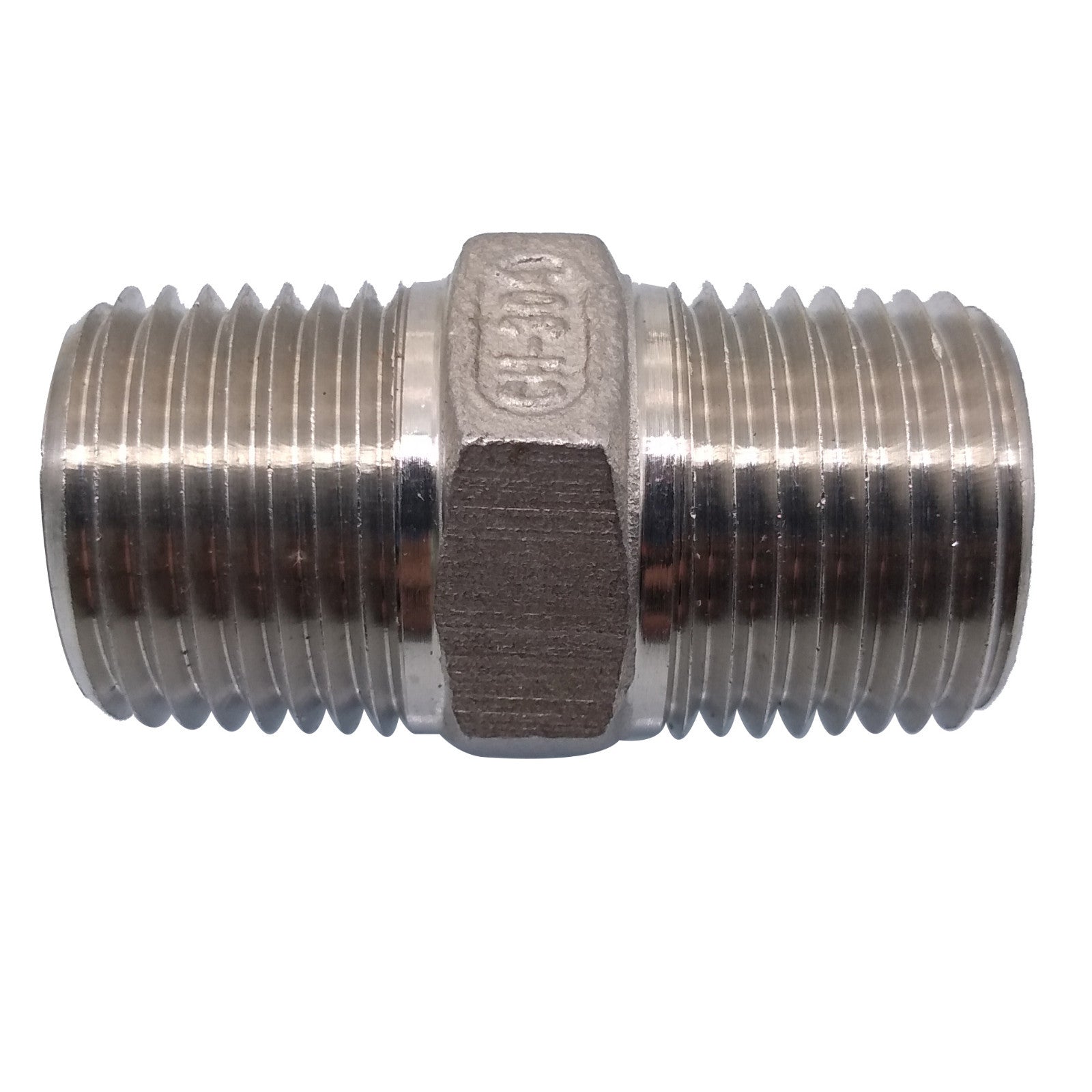 US Stock 2pcs 1/2" Male x 1/2" Male Hex Nipple 304 SS Threaded Pipe Fitting