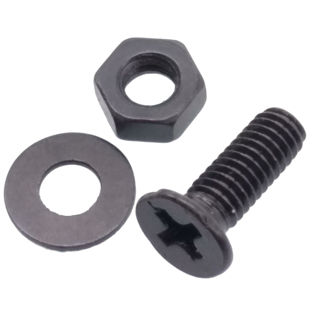 200pcs M4 x 16mm Flat Head Black Screws with Nuts Washers