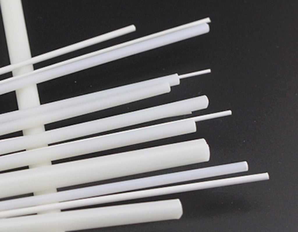 US Stock 10x ABS Styrene Plastic Round Bar Rod Dia 1mm ±10% 9.8" 250mm White