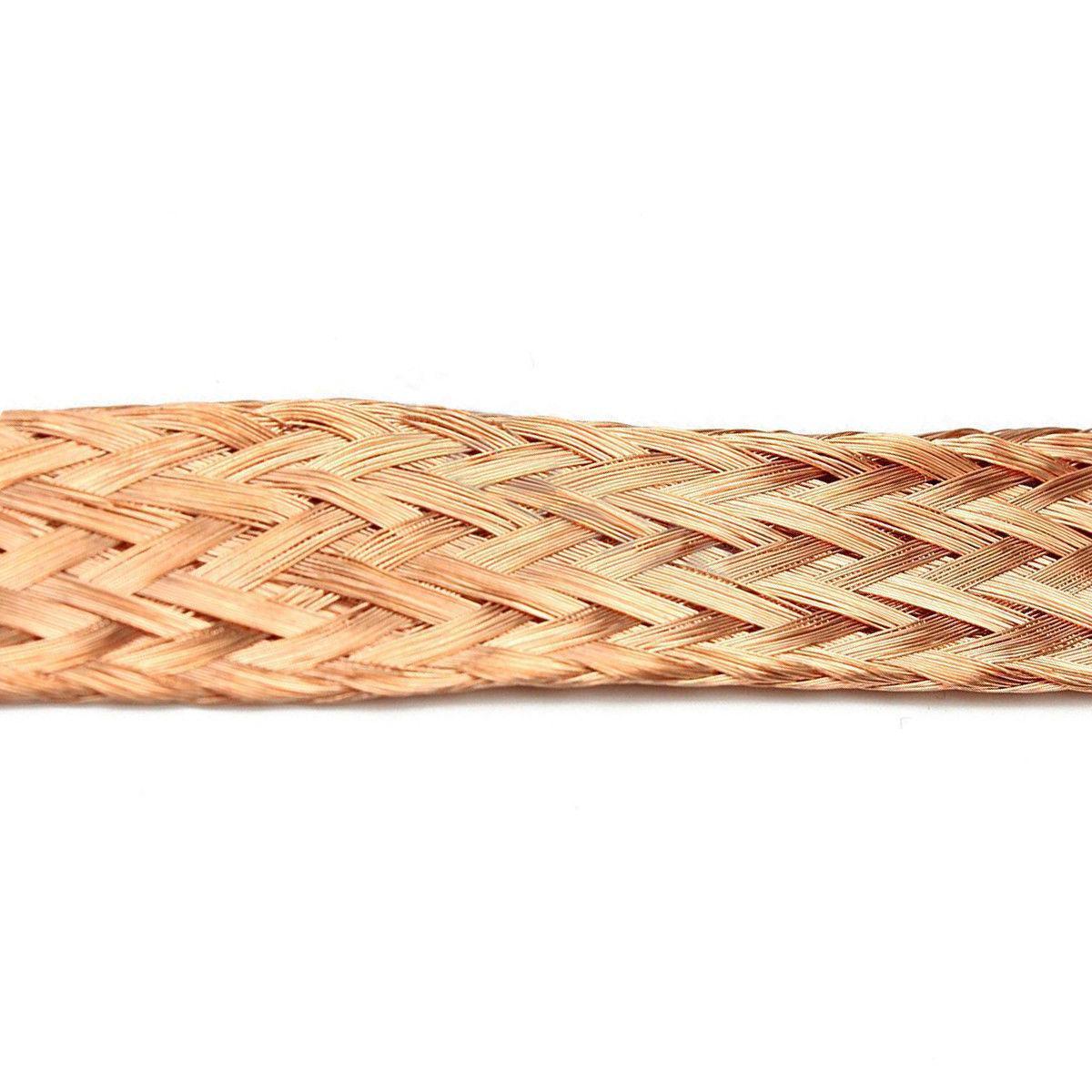 US Stock 6.5ft 15mm Flat Copper Braid Cable Bare Copper Braid Wire Ground Lead
