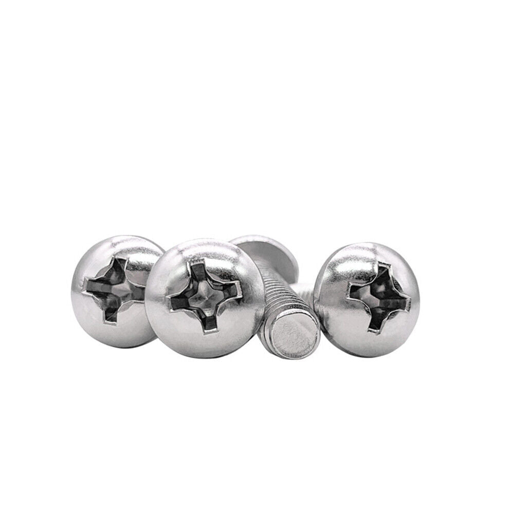 US Stock 100pcs M1 x 8mm Phillips Cross Pan Head Screws 304 Stainless Steel