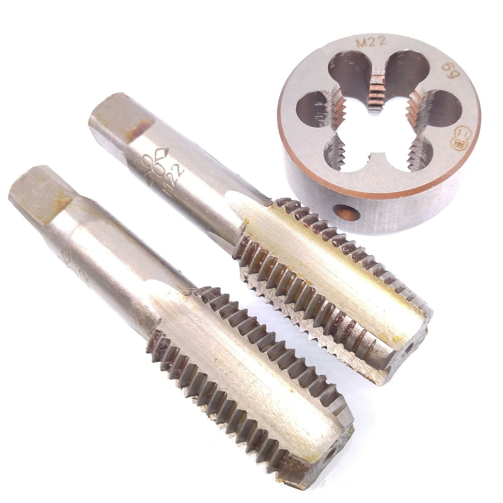 AU Stock HSS M22x2.5 Taper & Plug Tap & M22 x 2.5mm Die Metric Thread Right Hand