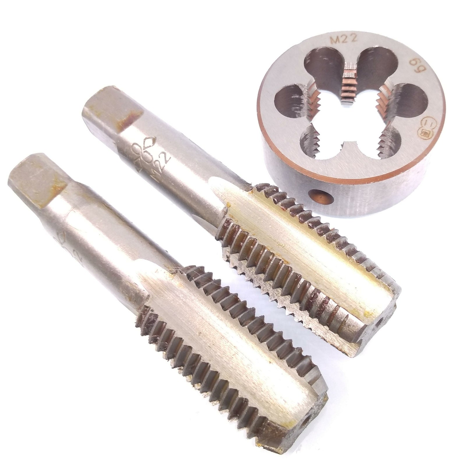 AU Stock HSS M22x2.5 Taper & Plug Tap & M22 x 2.5mm Die Metric Thread Right Hand