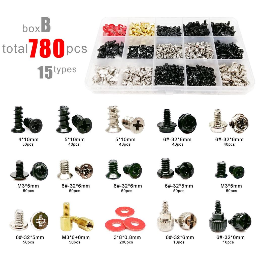 780x Computer PC Case Hard Disk Fan Motherboard Power Assemble Repair Screw Kit