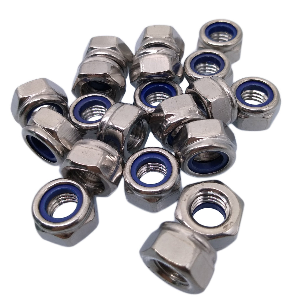 US Stock 20pcs M8 x 1.25mm Nylon Insert Hex Lock Nut DIN985 A2 Stainless Steel