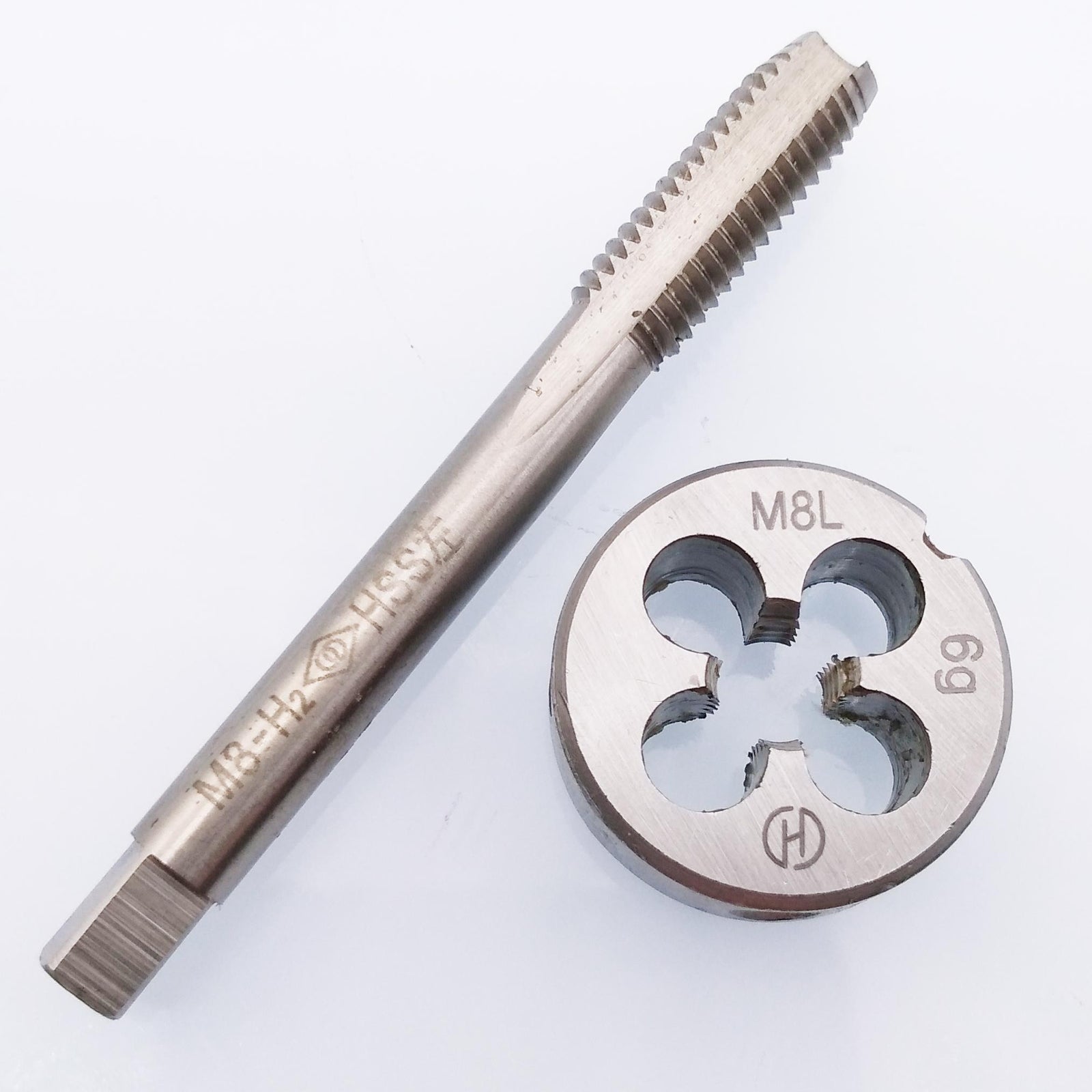 HSS M8 x 1.25mm Tap & M8 x 1.25mm Die Metric Thread Left Hand