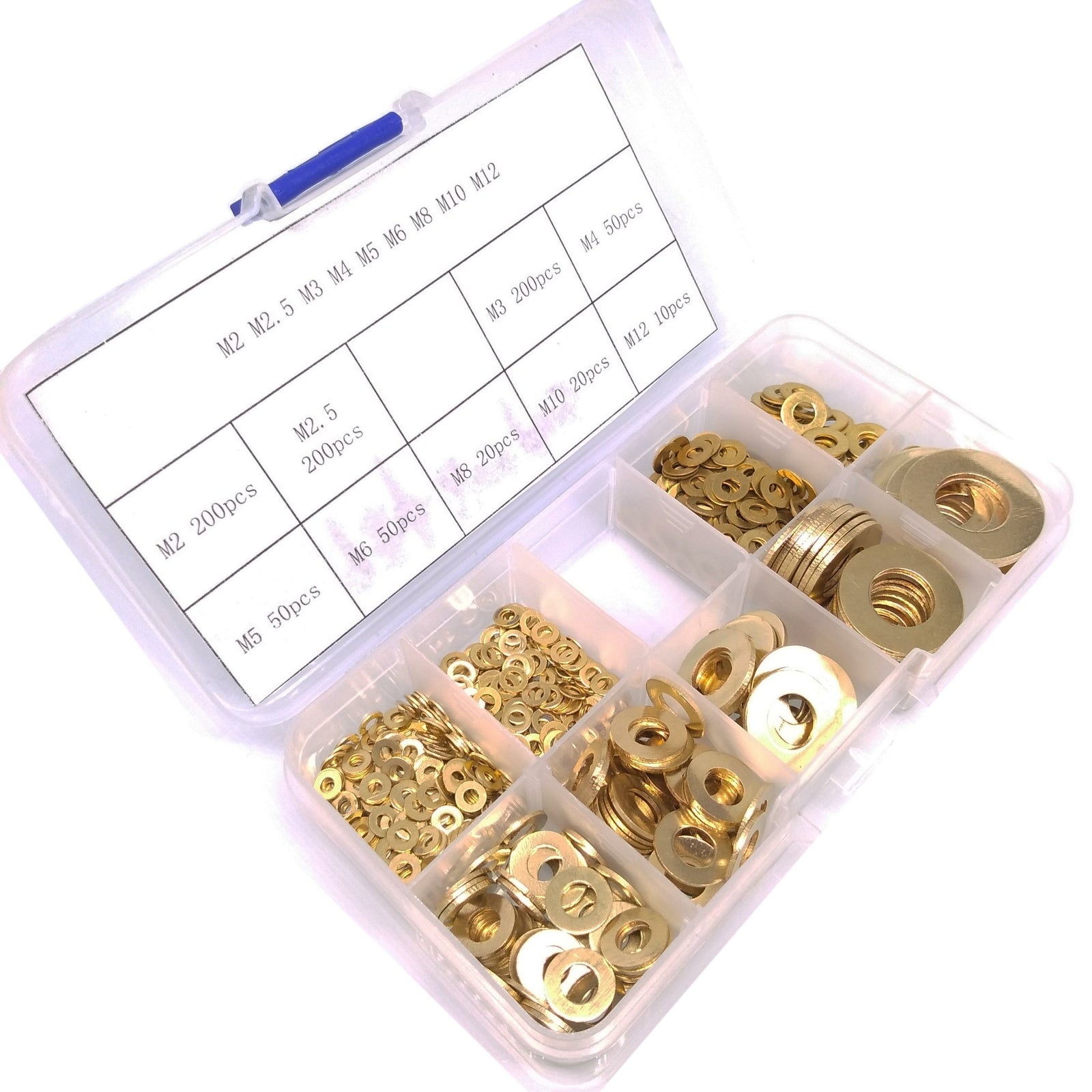 800pcs Brass Flat Washers Assortment Kit US Stock